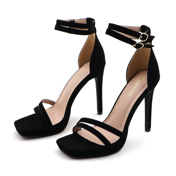 Women's Double Ankle Strap High Heel Sandals Stiletto Platform Dress Shoes - Picture 6 of 8